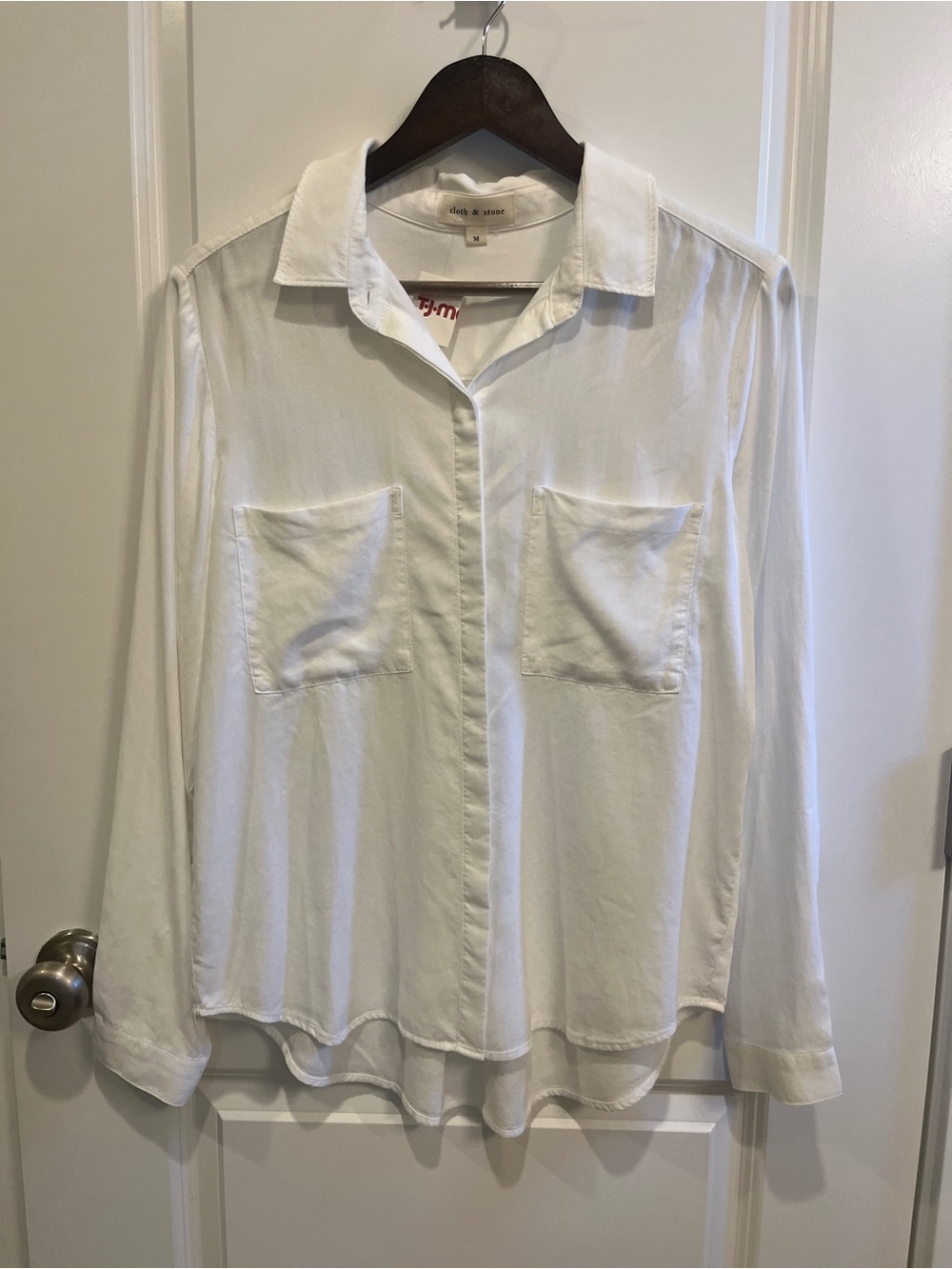 NWT Cloth & Stone White Button Down Shirt Top Blouse Size Medium